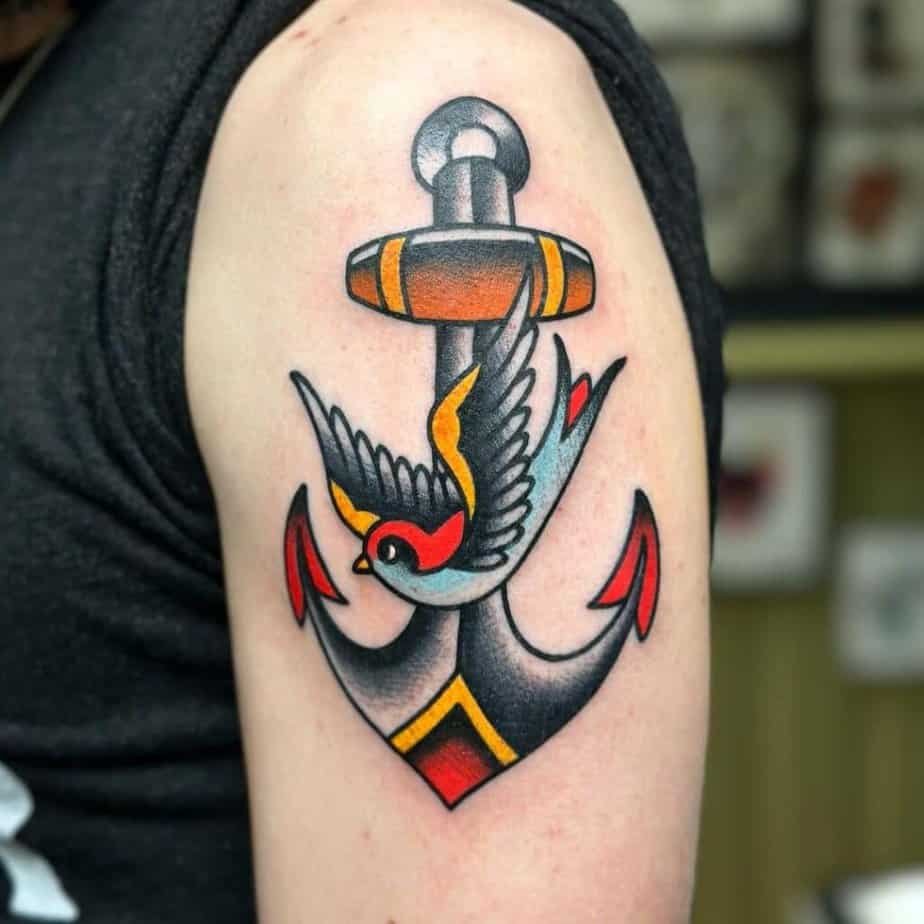 16. Beautiful swallow & anchor combo