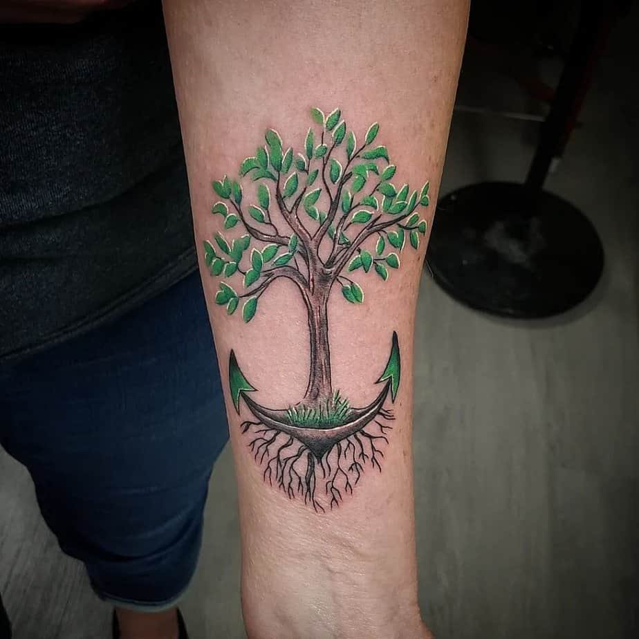 21. Anchor with a tree growing from it