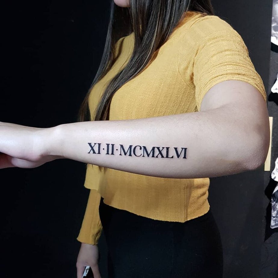 A Roman number on the forearm