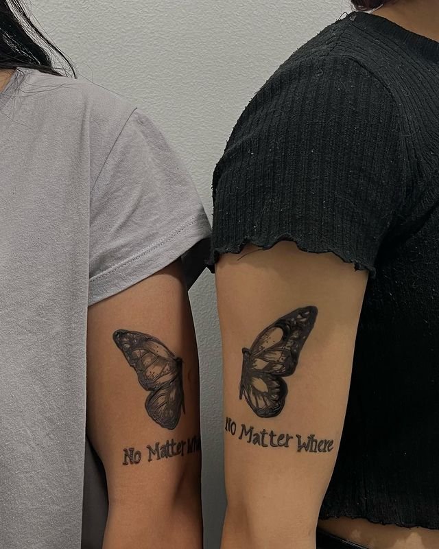 12. Butterfly matching couple tattoos