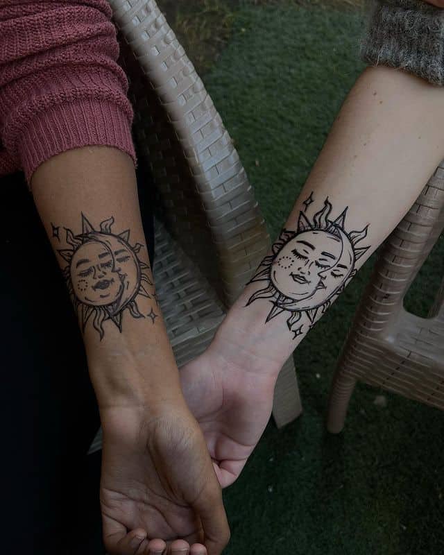 13. Unique sun & moon tattoos
