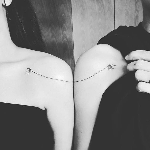 17. Incredible fine line couple tattoos