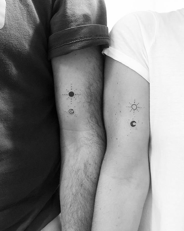 18. Mini matching couple tattoos
