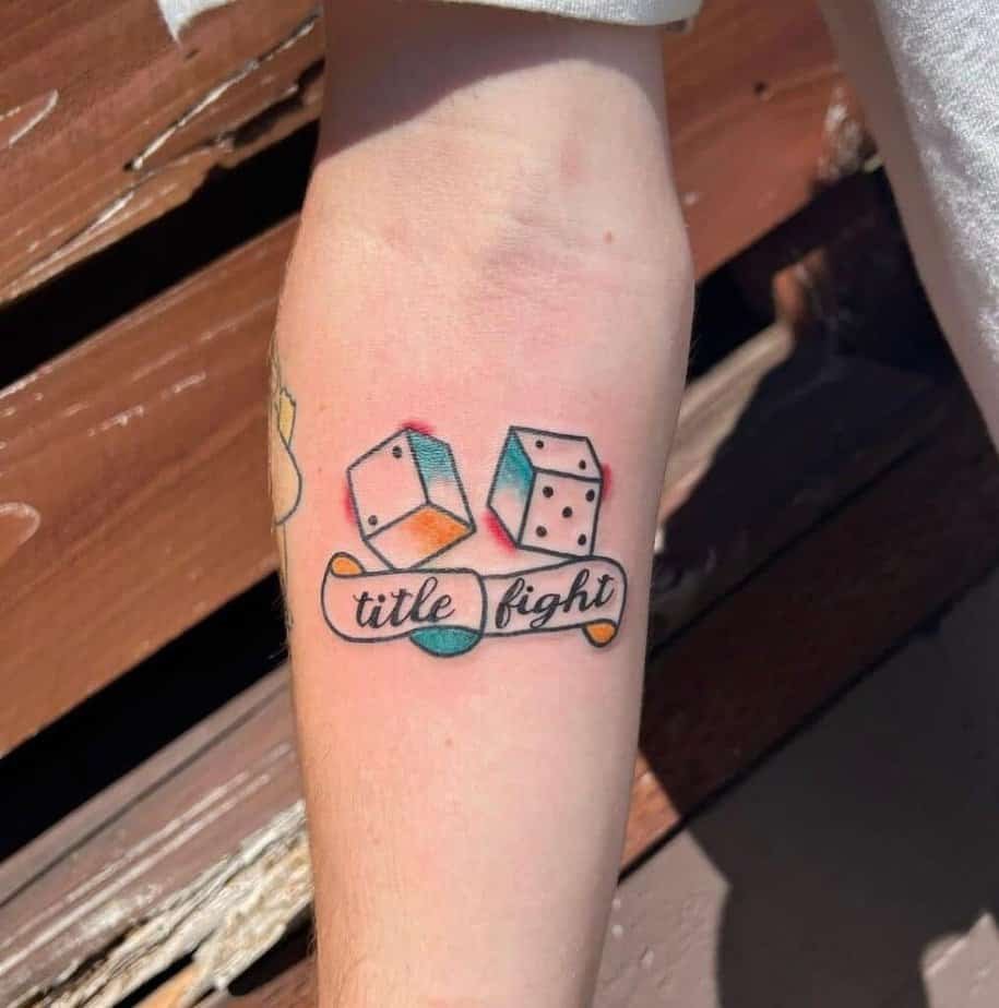 25. A colorful dice tattoo 