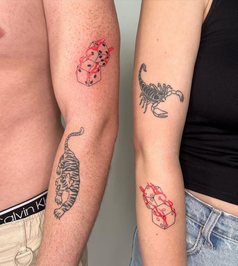 7. Matching dice tattoos 