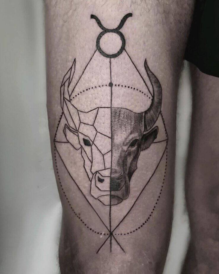 Geometric and shaded bull face