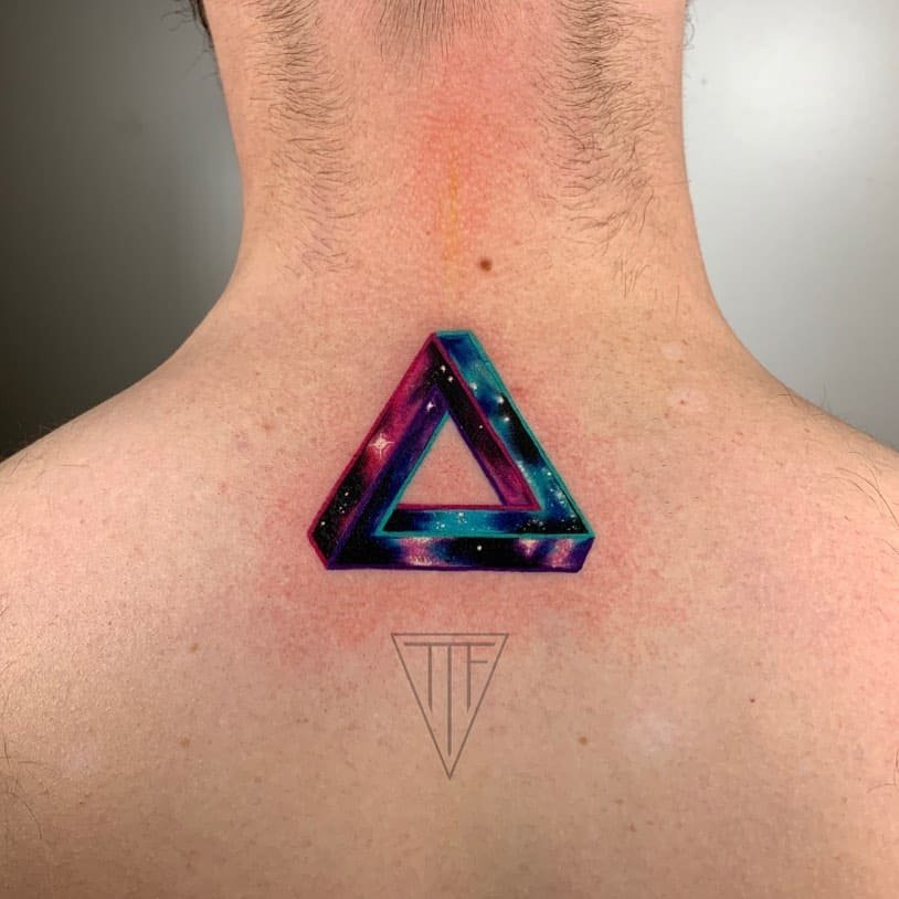 Galactic Penrose triangle on the back