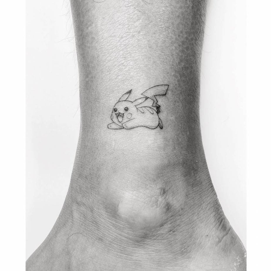 Tiny Pikachu ankle tattoo
