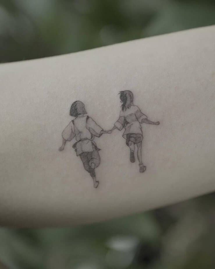 Chihiro and Haku running tattoo