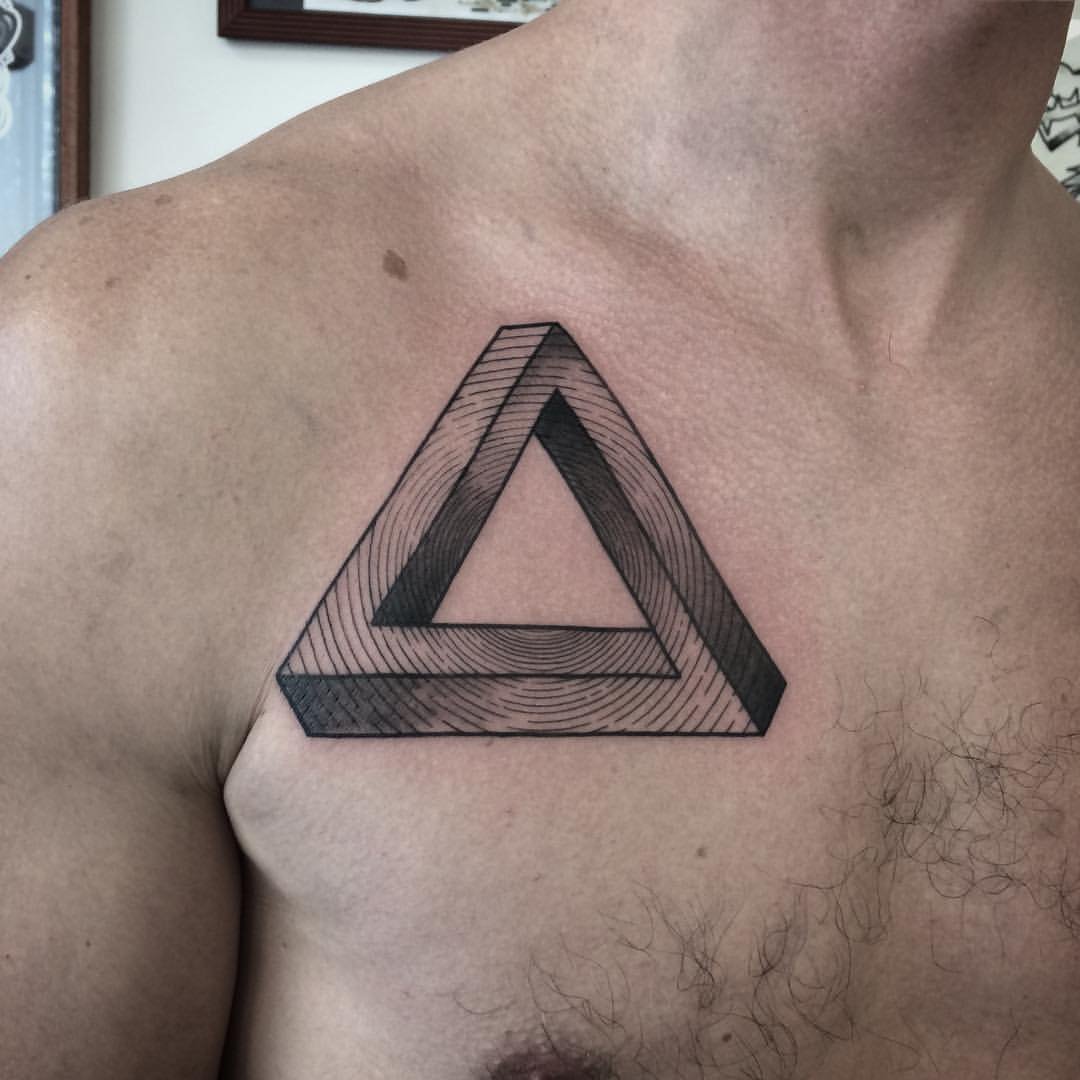 Textured Penrose triangle on the chest