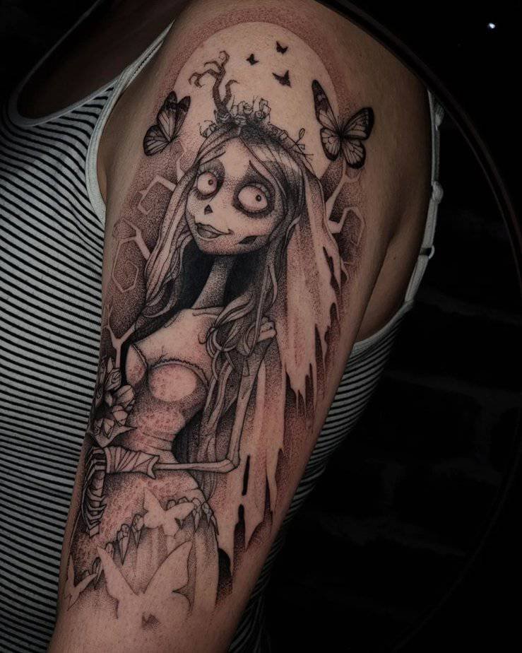 Emily surrounded by butterflies