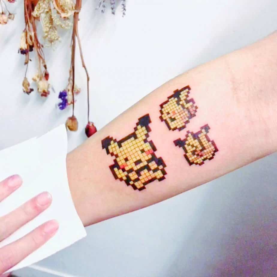 Pixel Pikachu tattoo