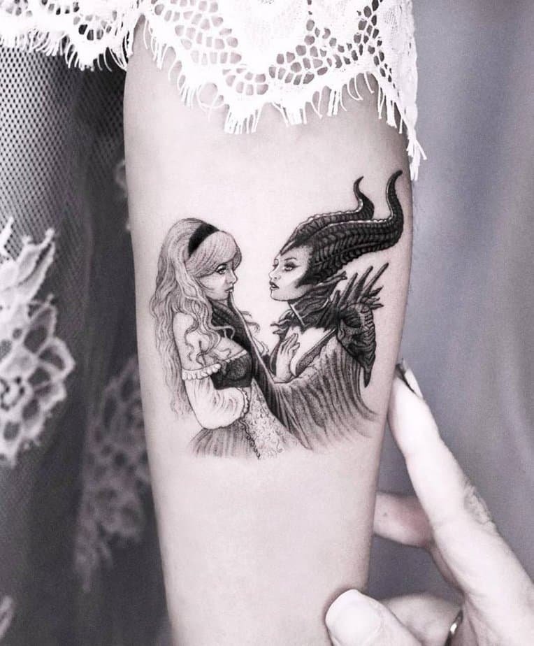 Aurora and Maleficent tattoo