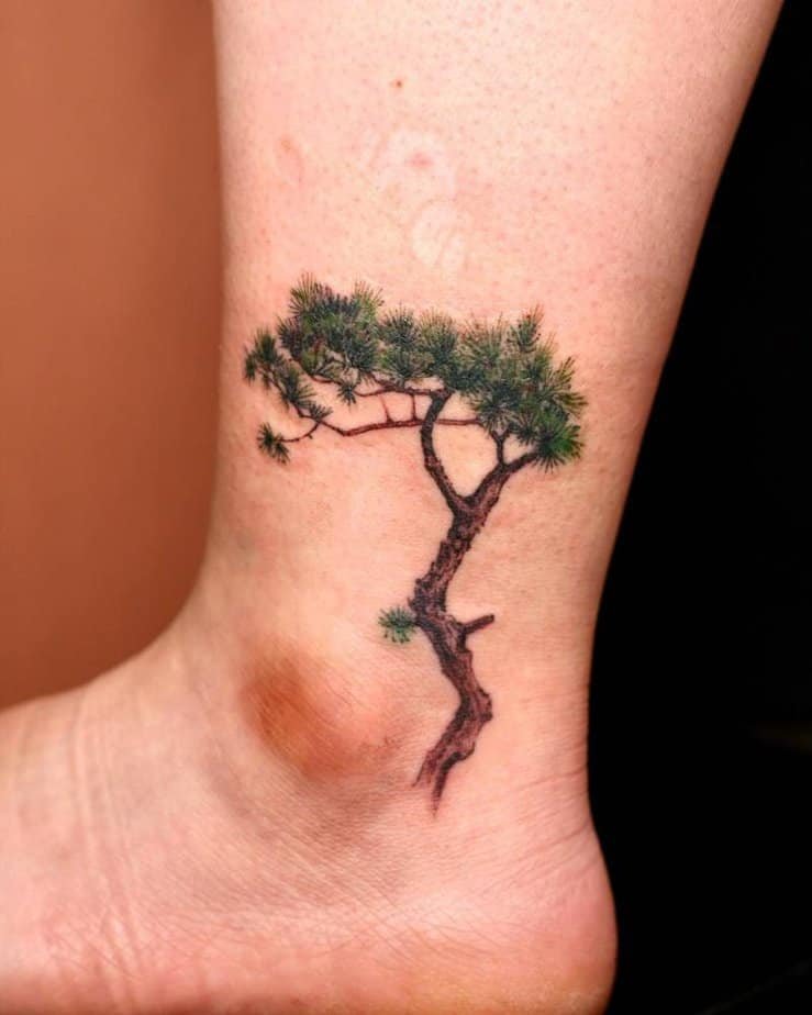 Small realistic bonsai tree tattoo