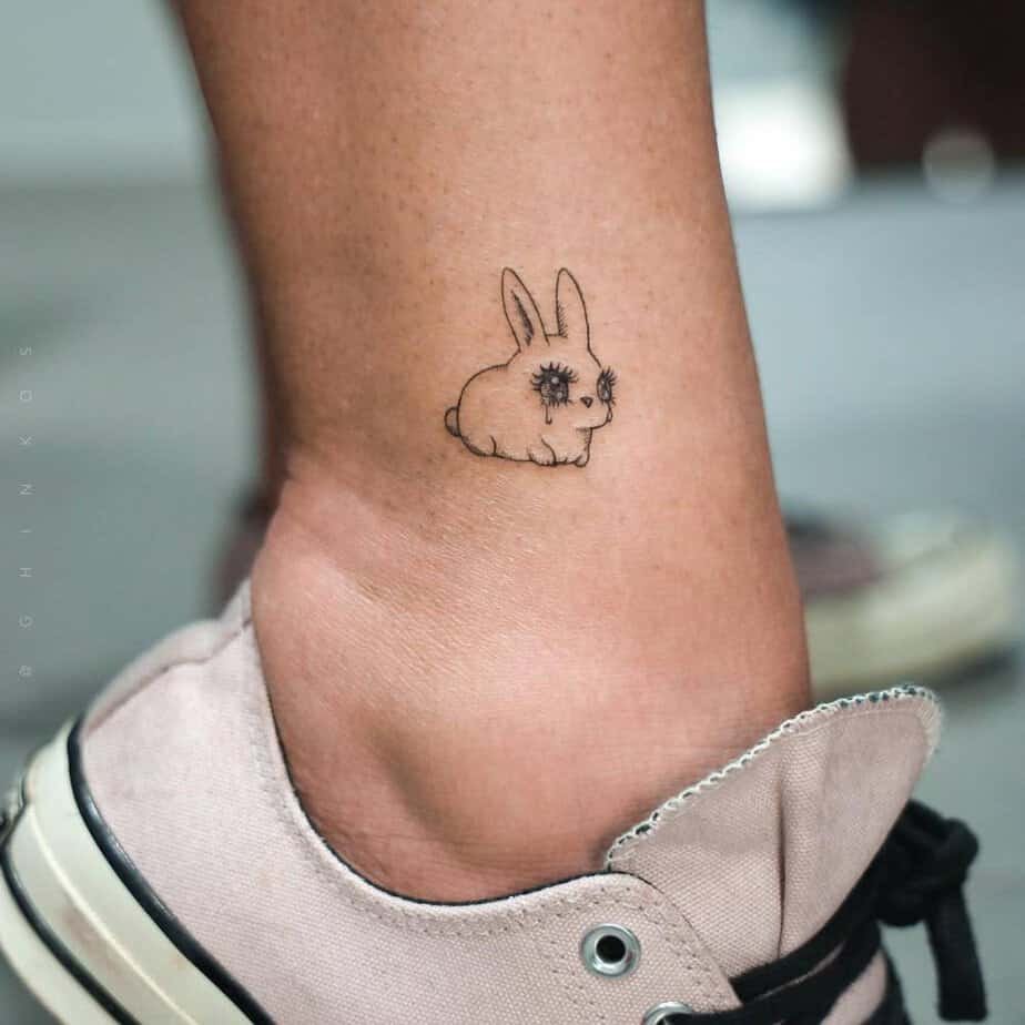 Sweet cartoon bunny tattoo