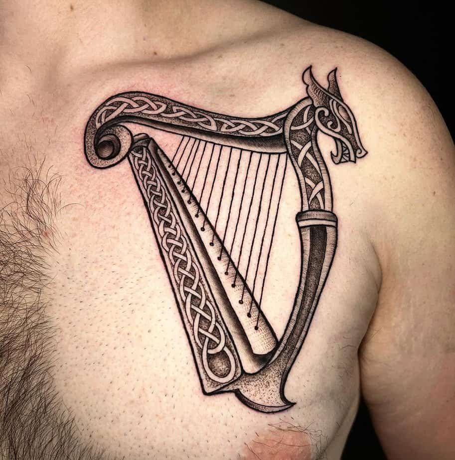 Celtic harp tattoos