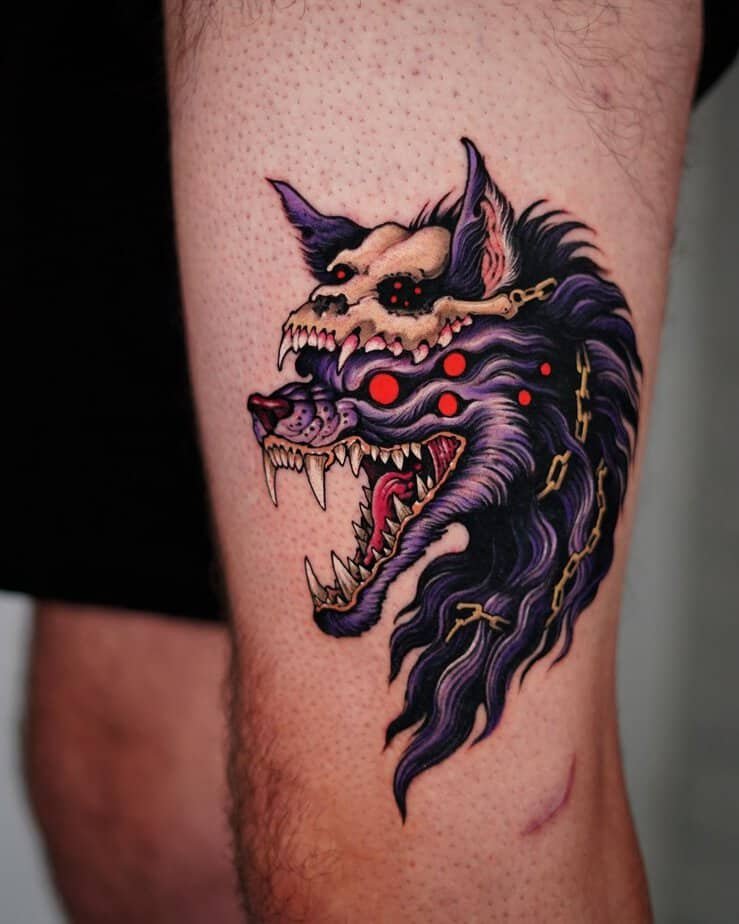 Demon wolf tattoo