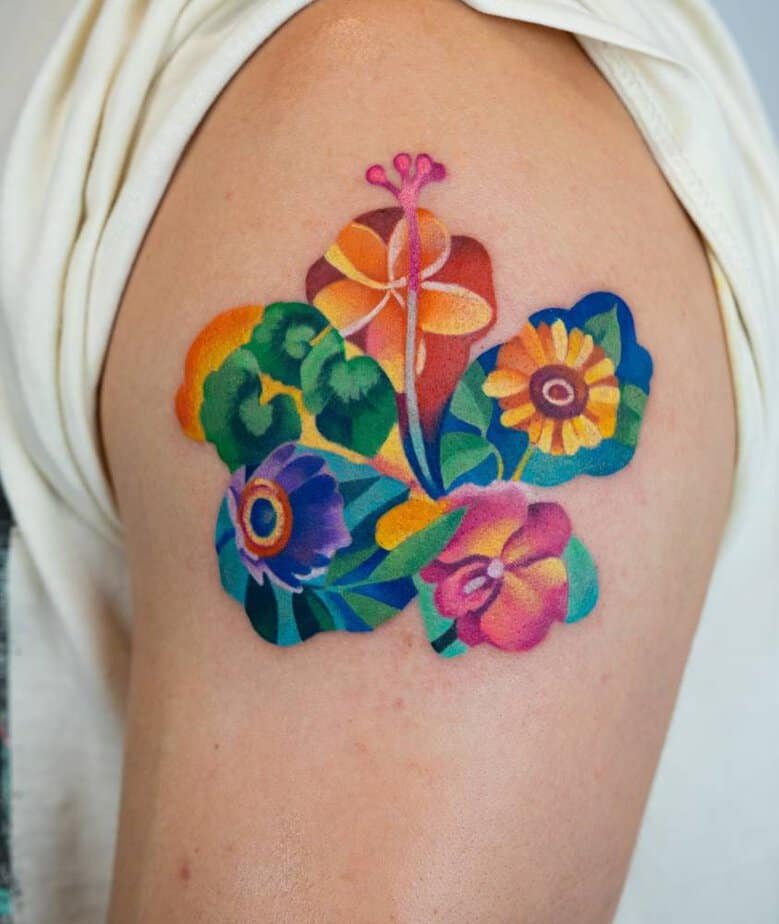 Flowers inside a flower tattoo