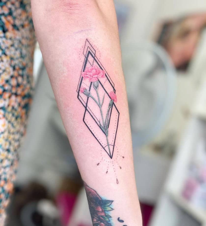 Geometric carnation tattoo