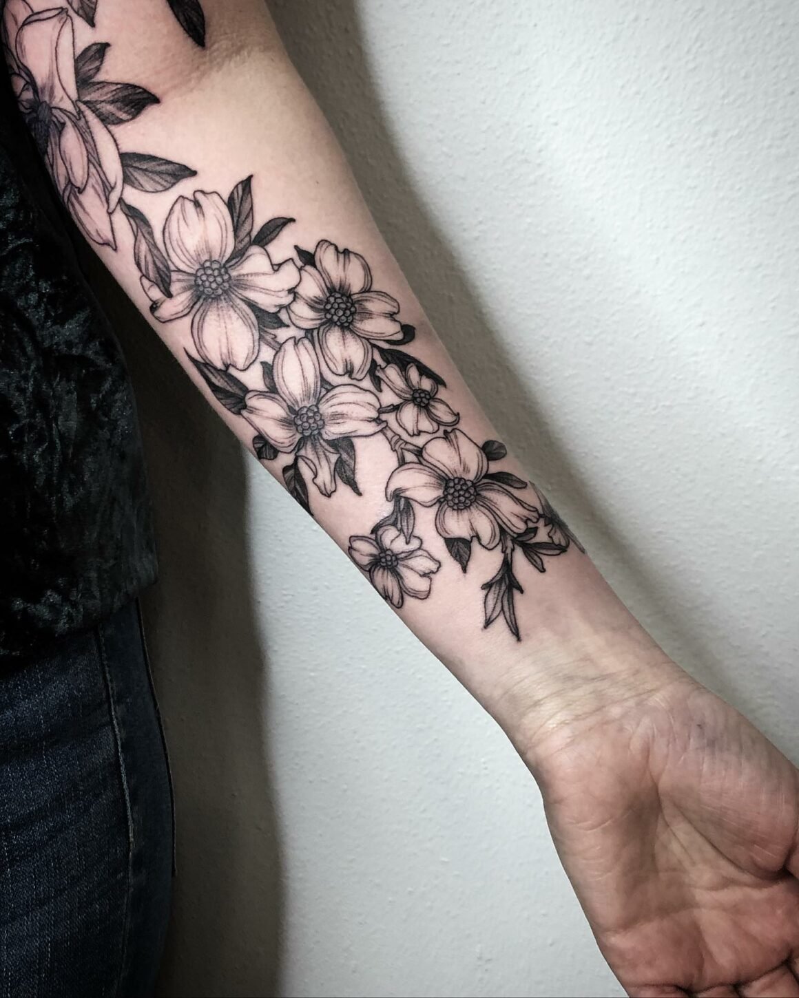 Half-sleeve of dogwoods and magnolias