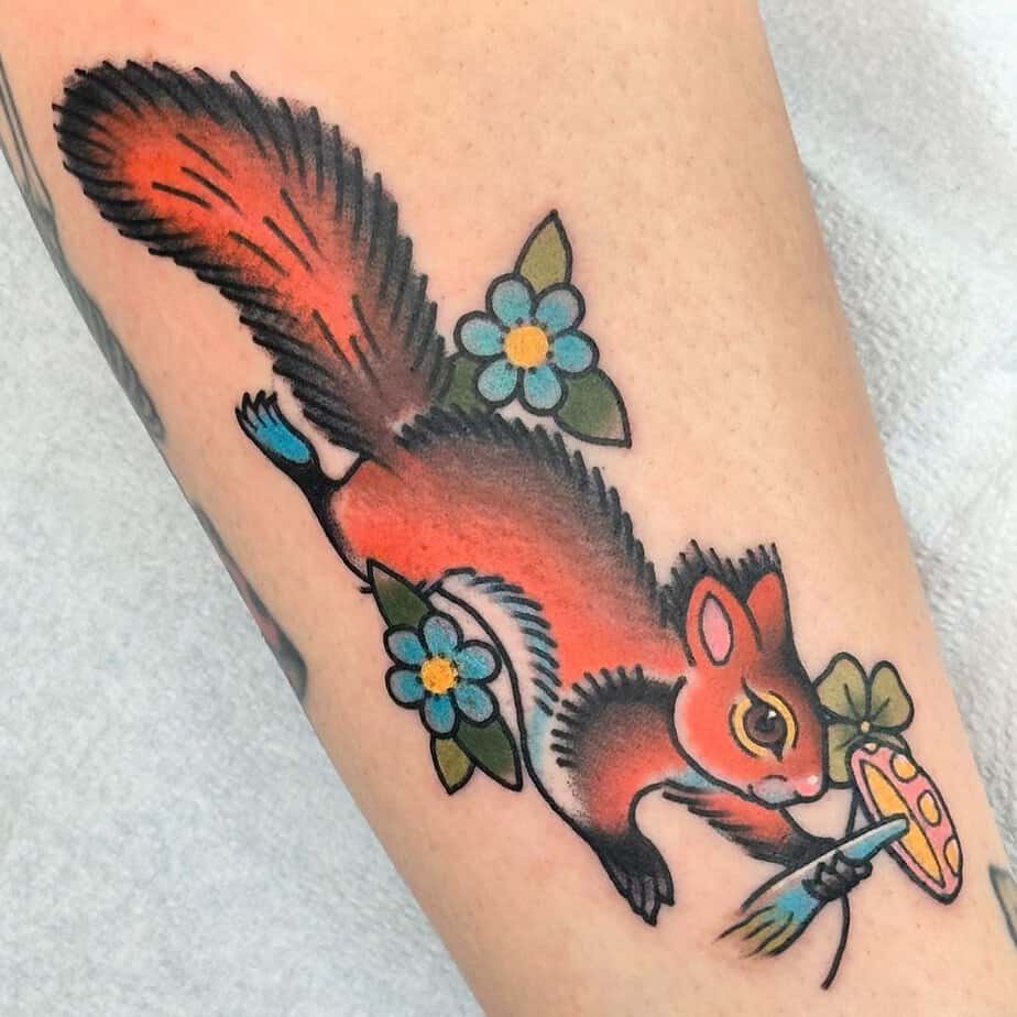 Running squirrel tattoo