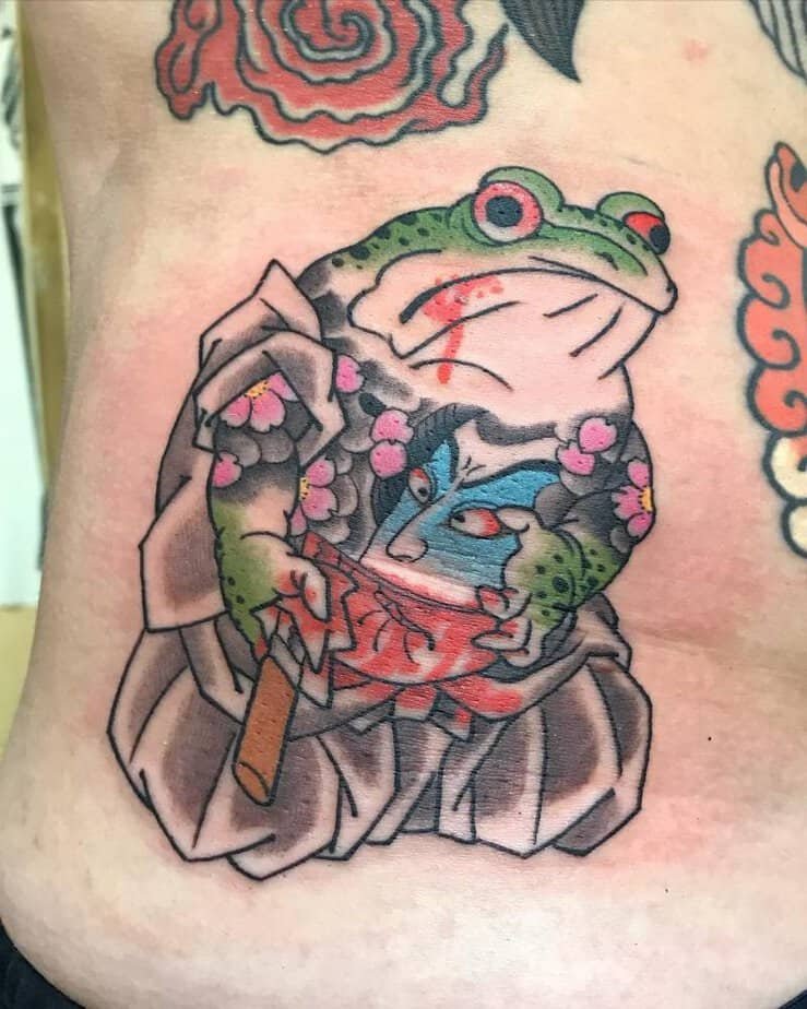 Samurai toad tattoo