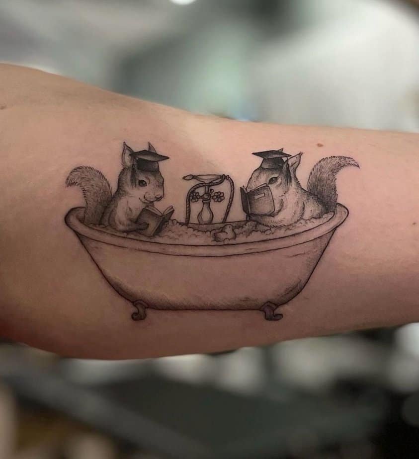 Scholar squirrels tattoo