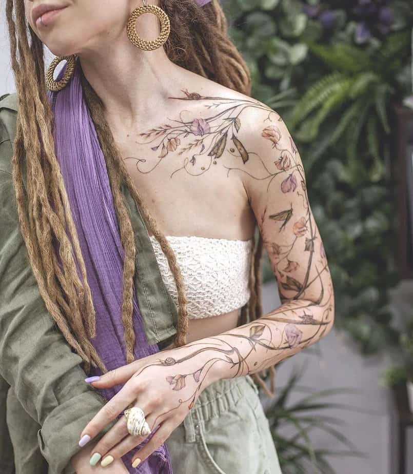 Sweet pea and oat sleeve