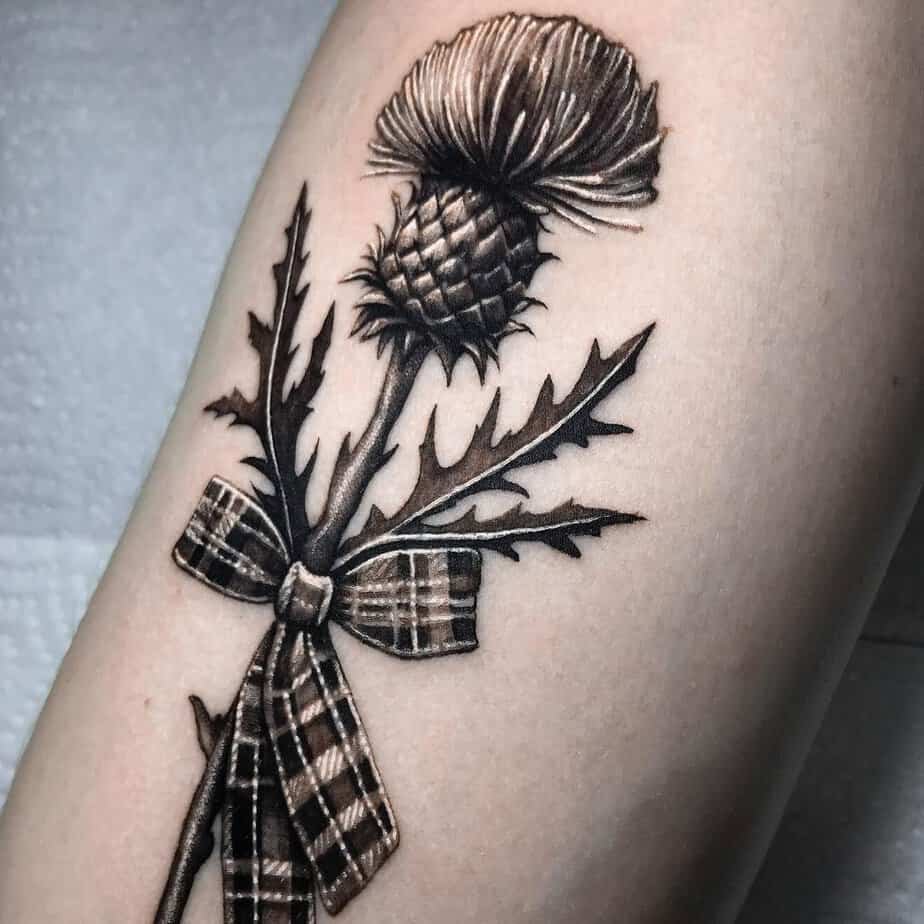 Tartan bow tattoo
