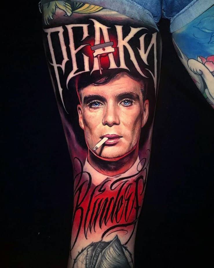 Realistic Tommy Shelby tattoo