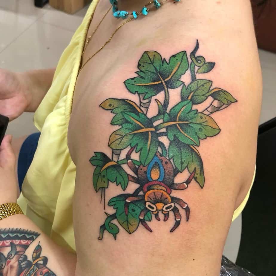 Traditional poison ivy tattoo