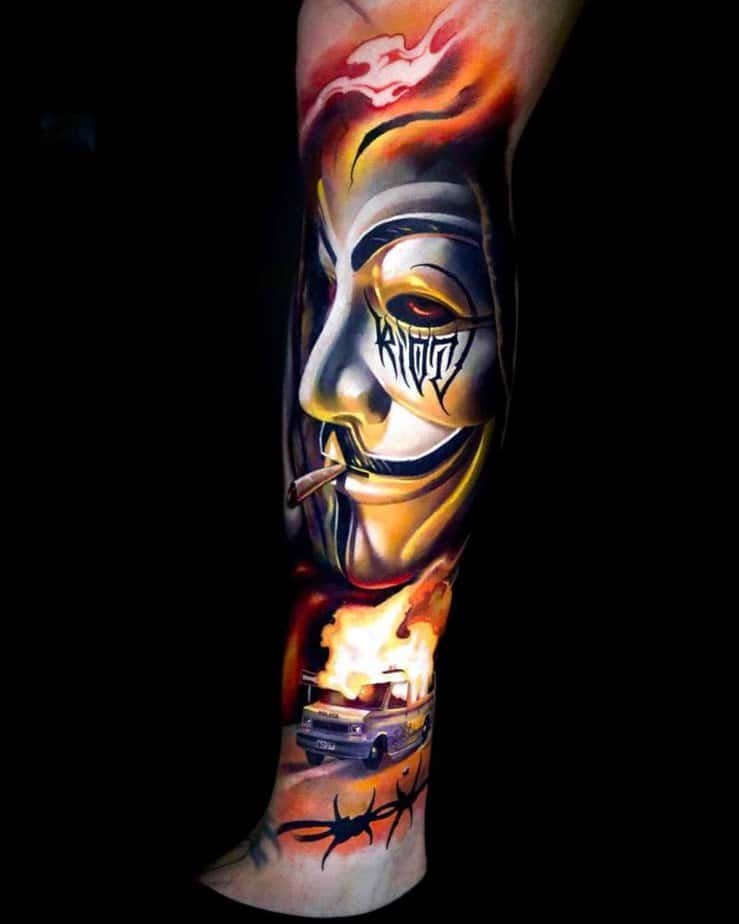 Realistic V for Vendetta tattoo