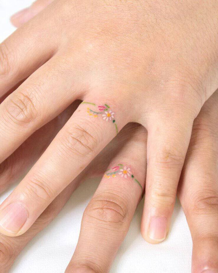 8. Matching hyper-colorful tattoos with your BFF
