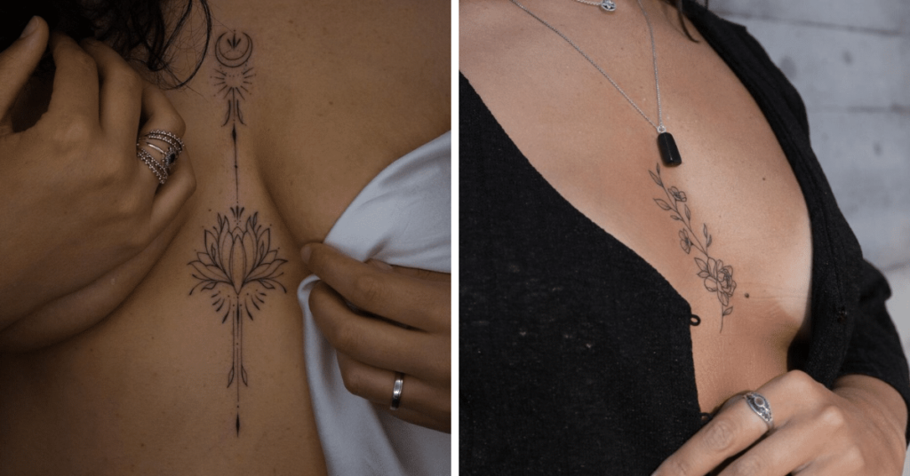 24 Fiery Middle Chest Tattoo Ideas Women Are Obsessed With — #8 Is Jaw-Dropping